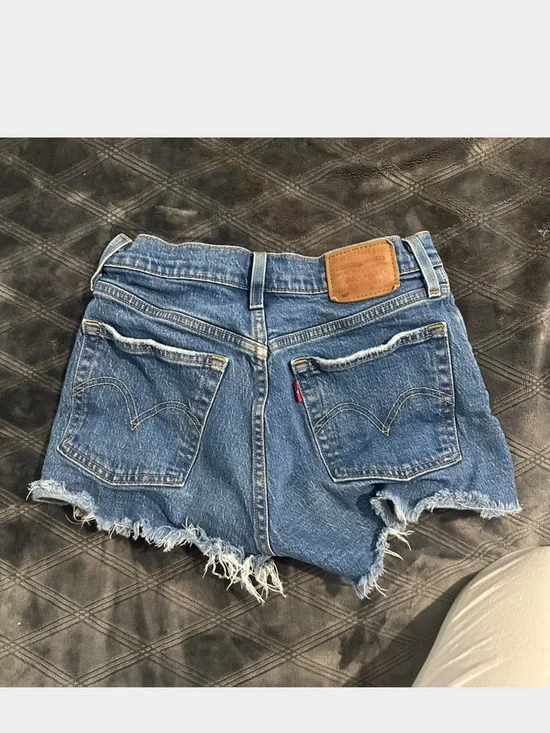 Levi's Distressed Button-Fly Denim Shorts - Blue - Picture 2 of 2